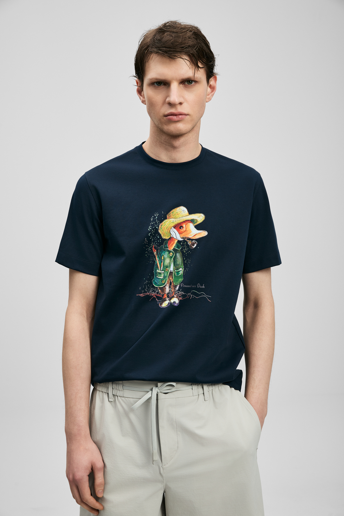 Duck Modern Graphic T-Shirt Navy Blue - LUFIAN