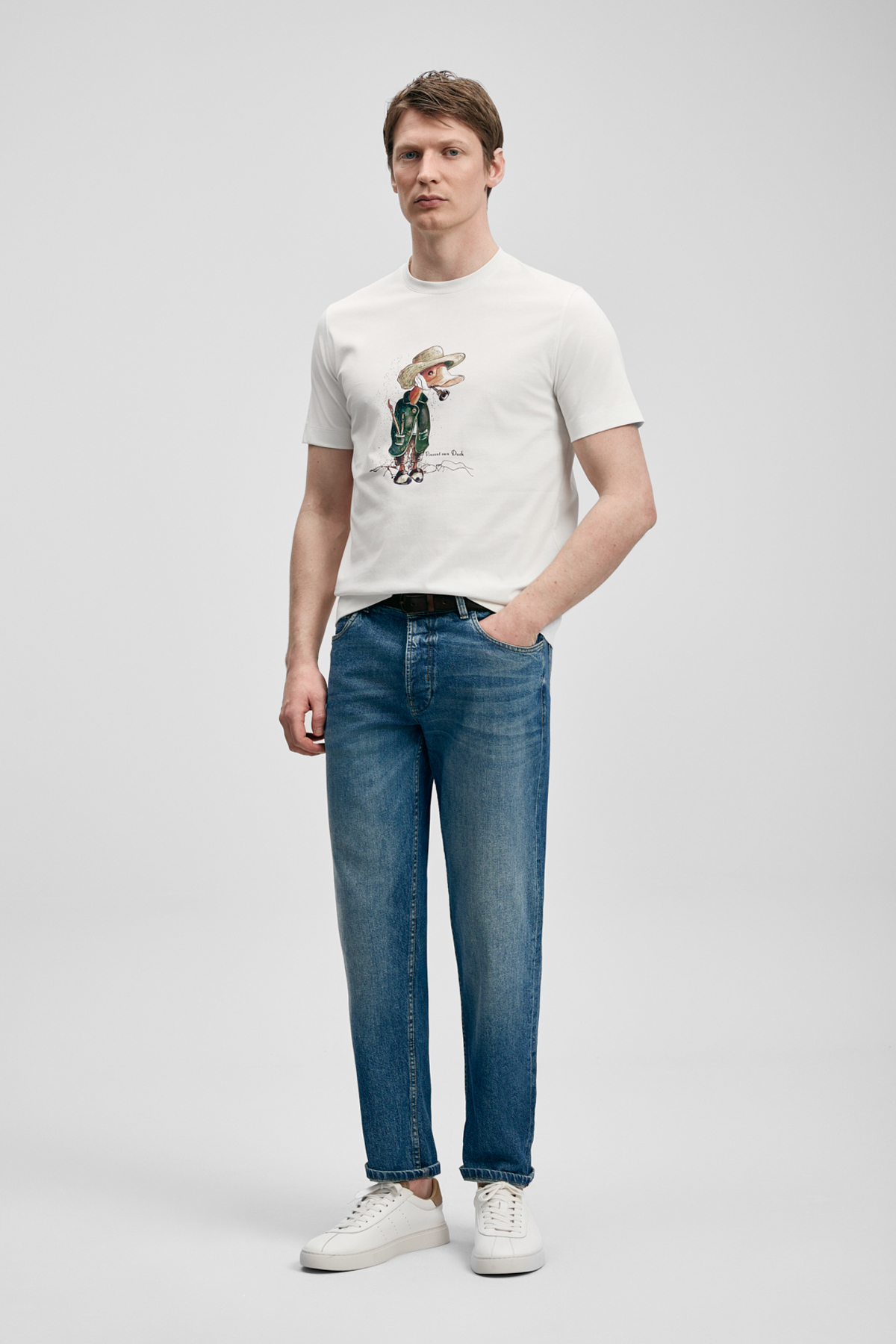 Duck Modern Graphic T-Shirt Off White - LUFIAN