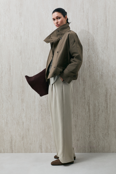 Kate Pinstriped Palazzo Pants Beige - LUFIAN