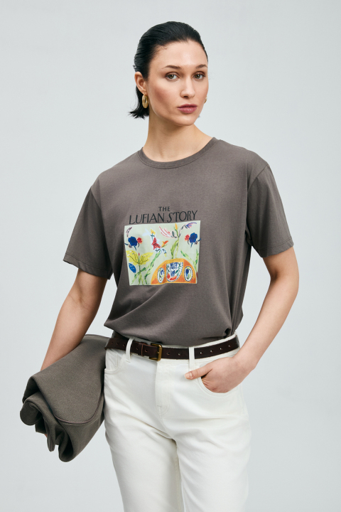 Poly Women's T-Shirt Mink - LUFIAN