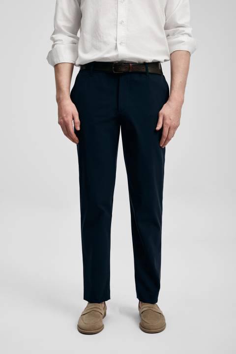 Remy Smart Men's Chino Pants Slim Fit Navy Blue - LUFIAN