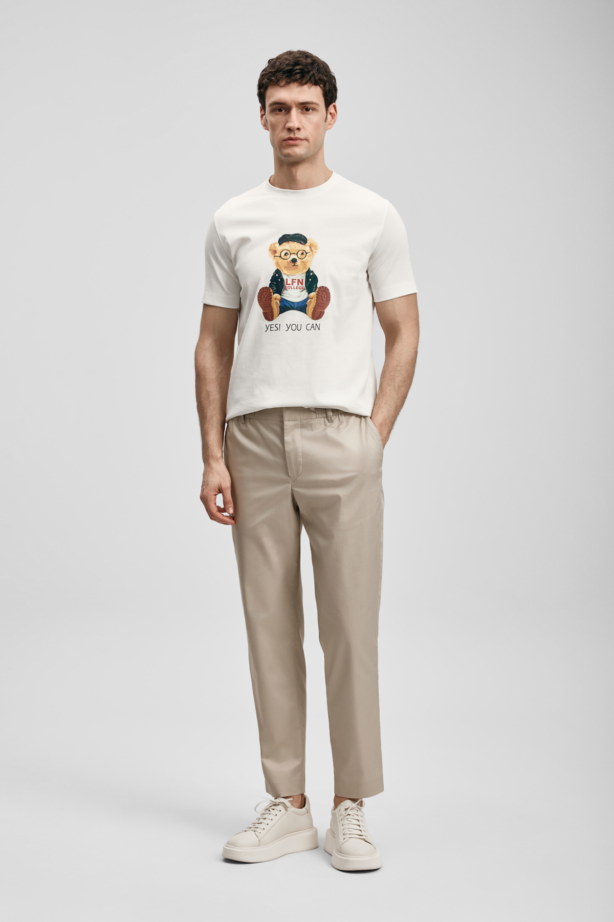 Teddy Modern Graphic T-Shirt Off White - LUFIAN