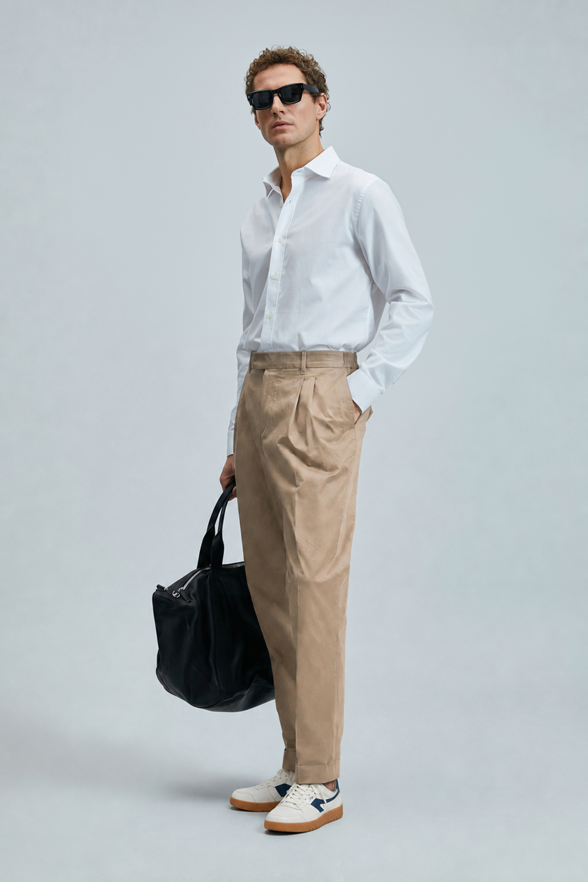 Fredıco Smart Erkek Chino Pantolon Comfort Pileli Taş - LUFIAN