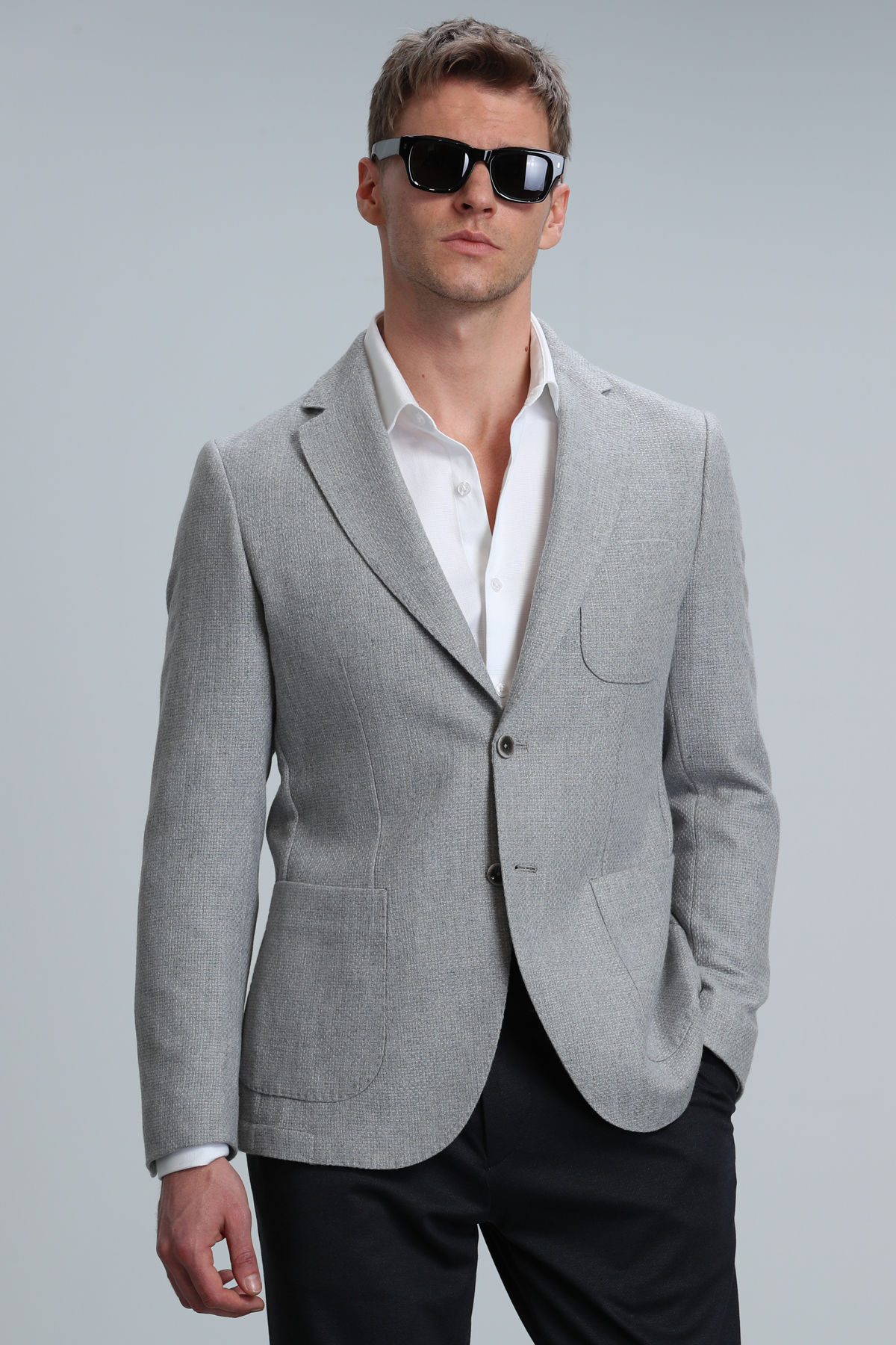 Gabrıel Spor Erkek Blazer Ceket Slim Fit Gri - LUFIAN