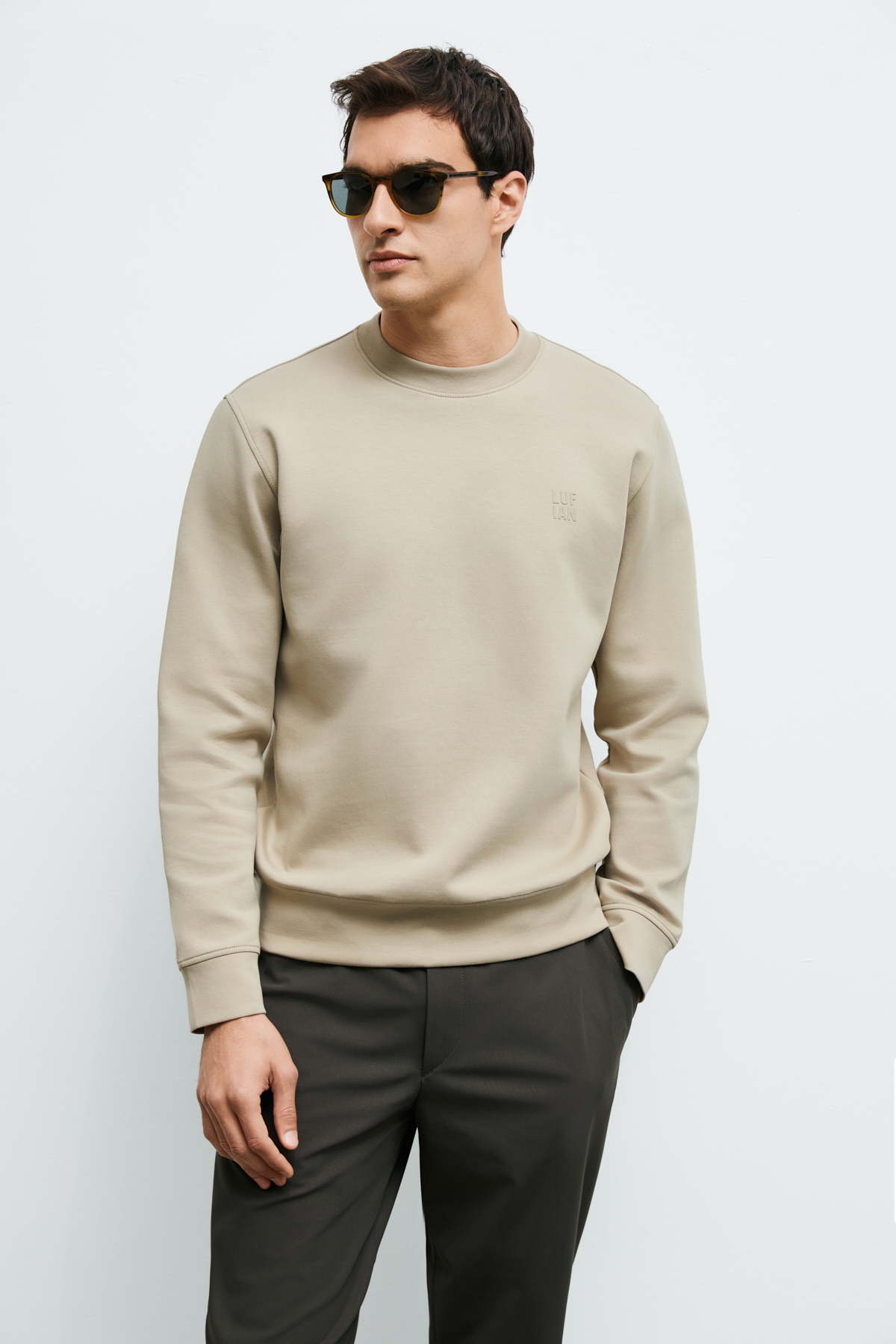 Grand Erkek Sweatshirt Bej - Lufian