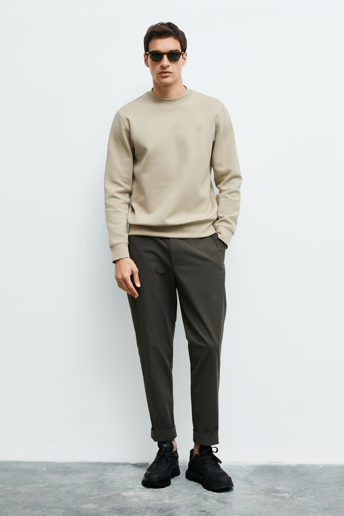 Grand Erkek Sweatshirt Bej - Lufian