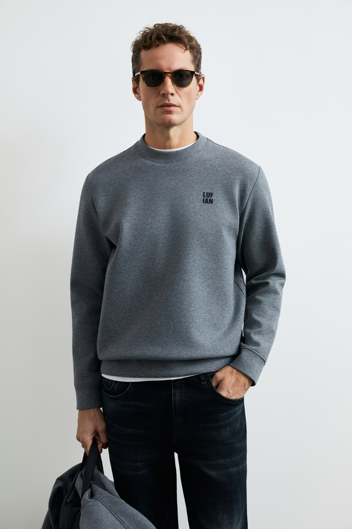 Grand Erkek Sweatshirt Gri - Lufian