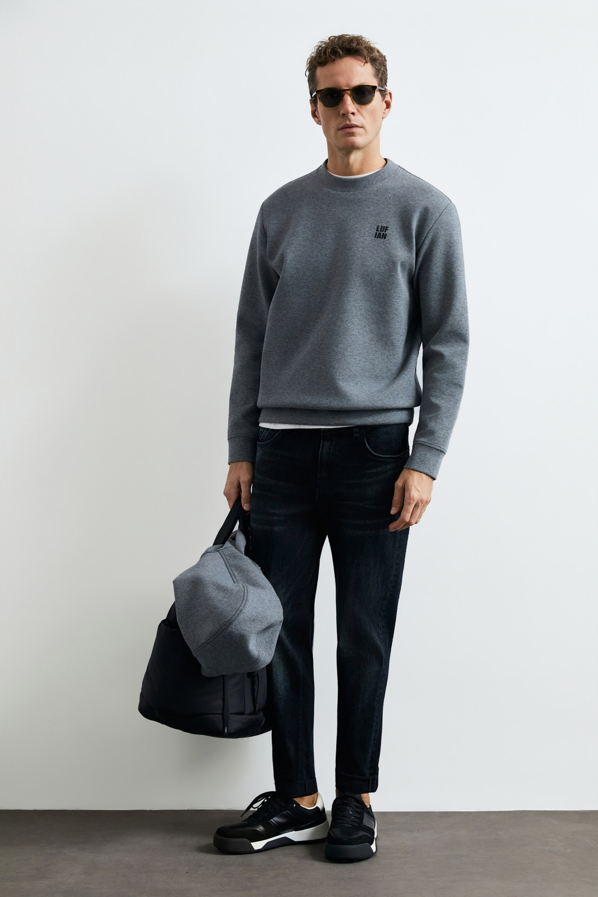 Grand Erkek Sweatshirt Gri - Lufian