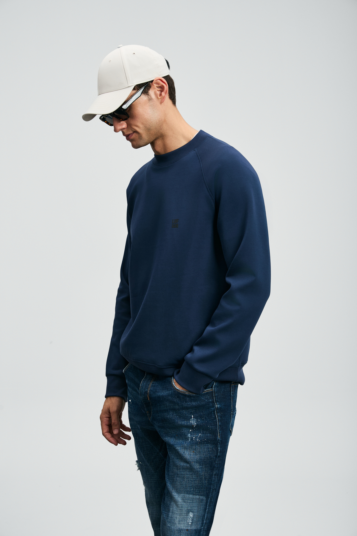 Grant Erkek Sweatshirt Lacivert - LUFIAN