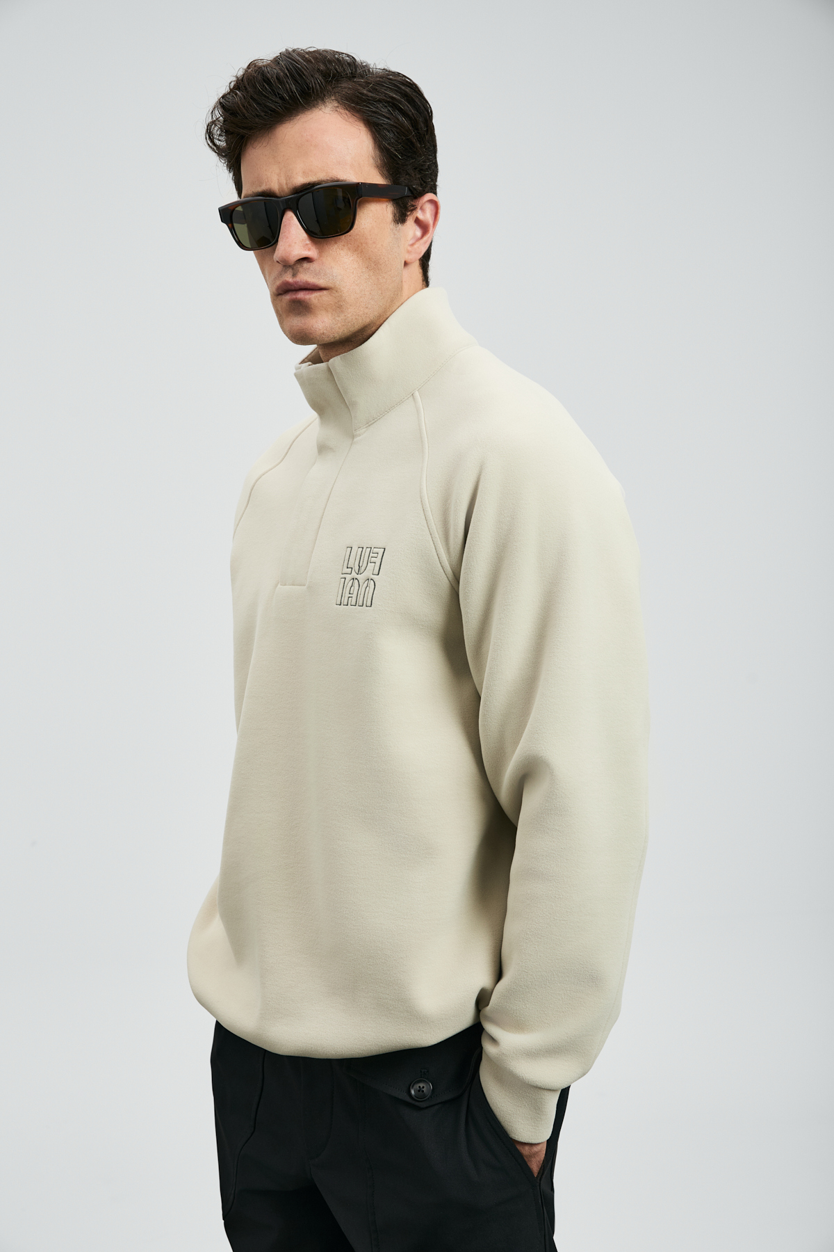 Hazel Erkek Sweatshirt Ekru - Lufian