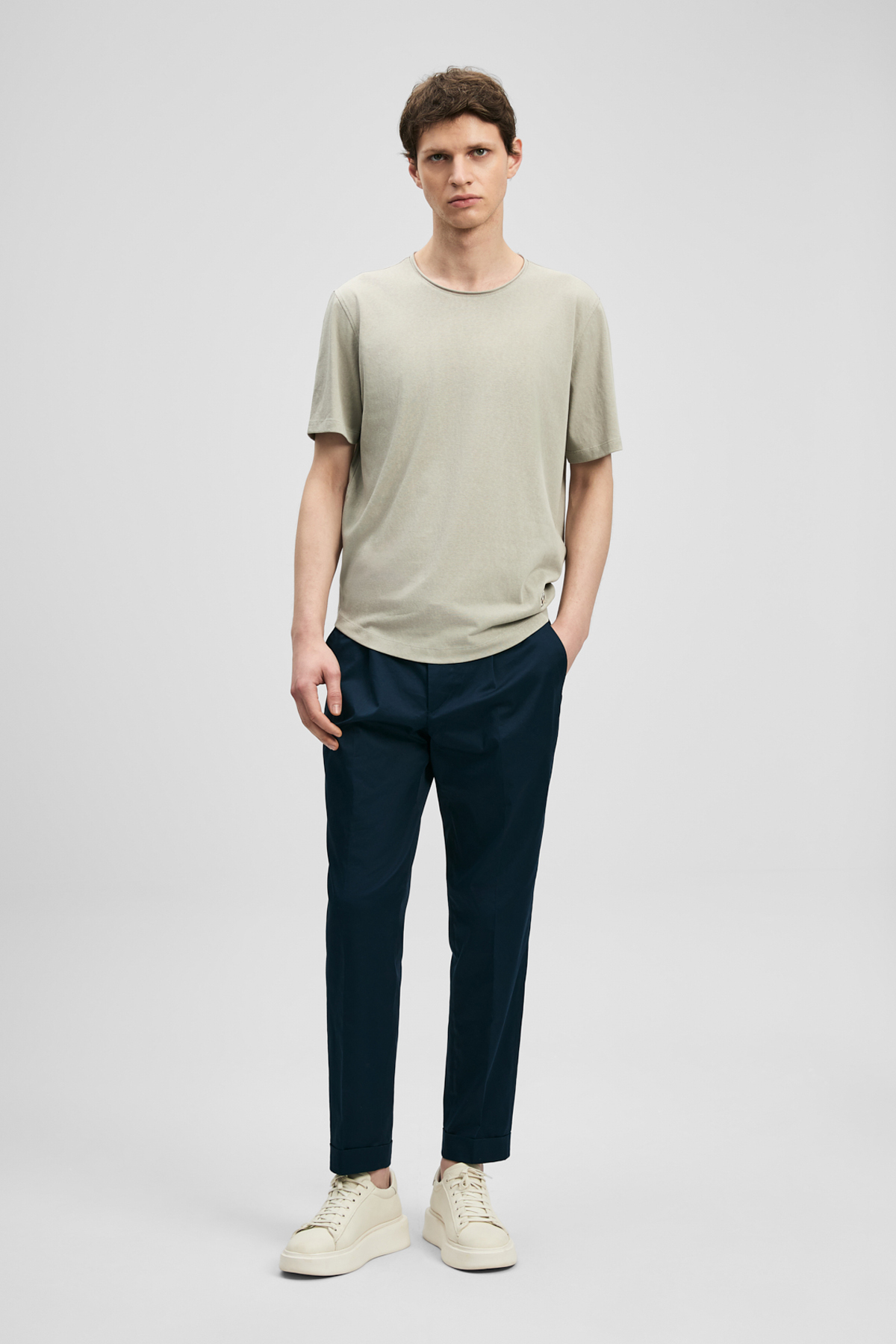 Junya Erkek Basic Tişört Bej - LUFIAN