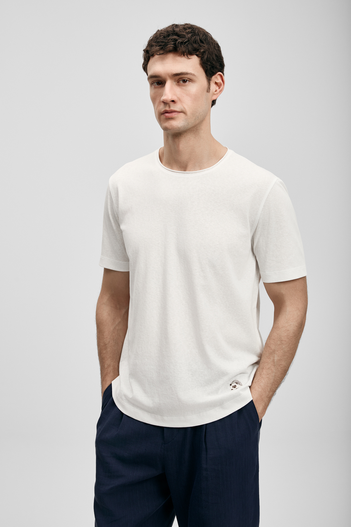 Junya Erkek Basic Tişört Kırık Beyaz - LUFIAN