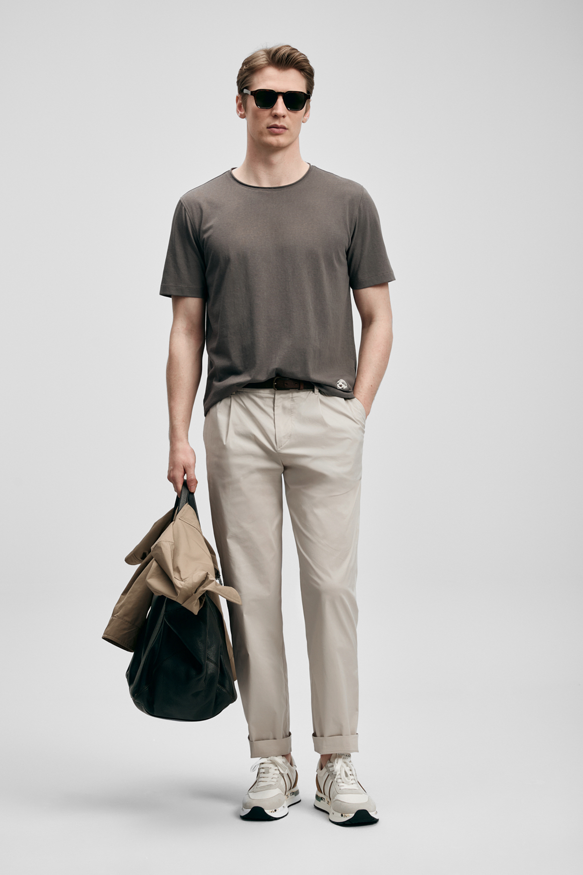 Junya Erkek Basic Tişört Vizon - LUFIAN