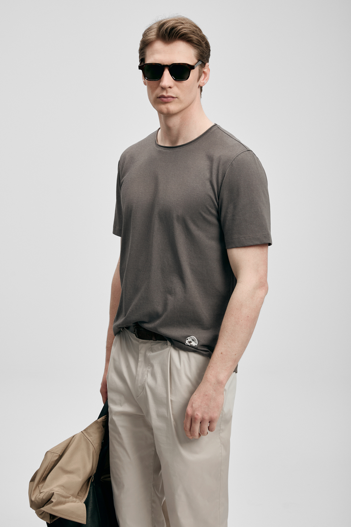 Junya Erkek Basic Tişört Vizon - LUFIAN