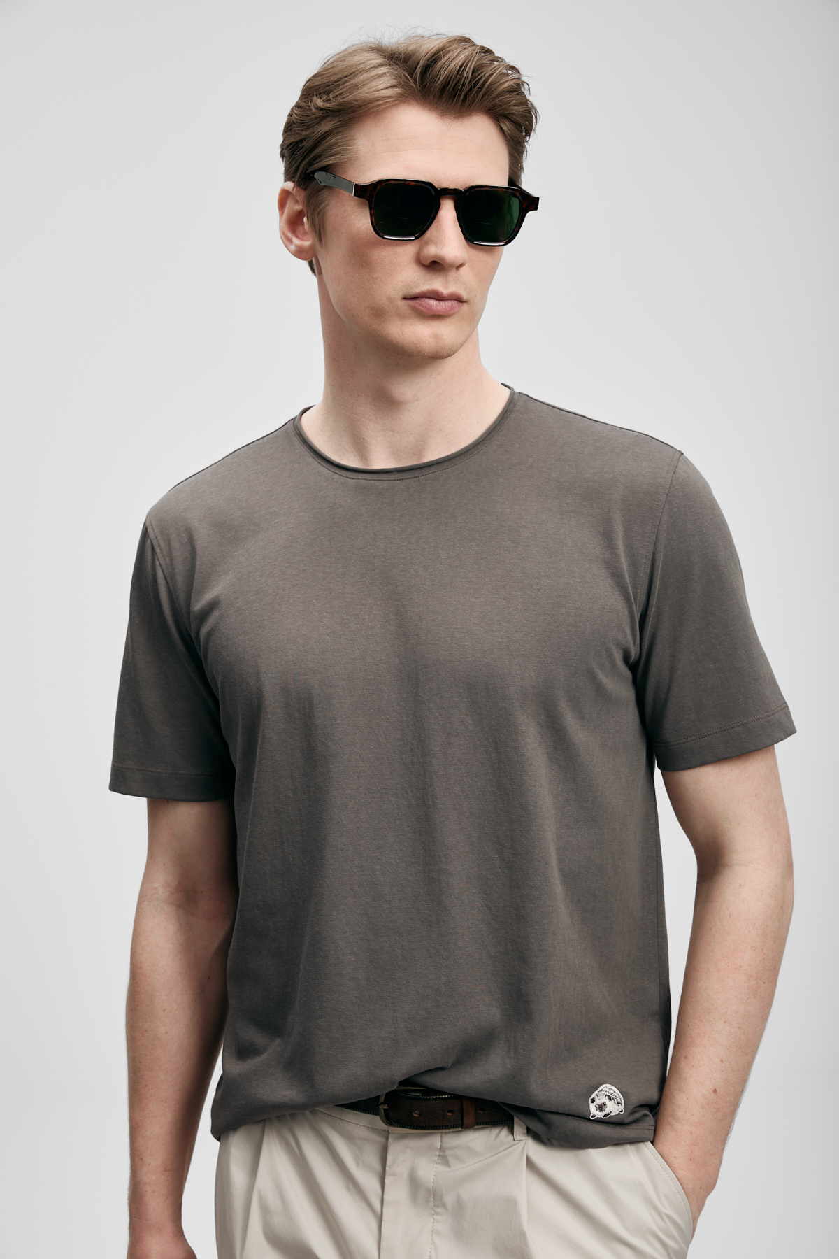 Junya Erkek Basic Tişört Vizon - LUFIAN