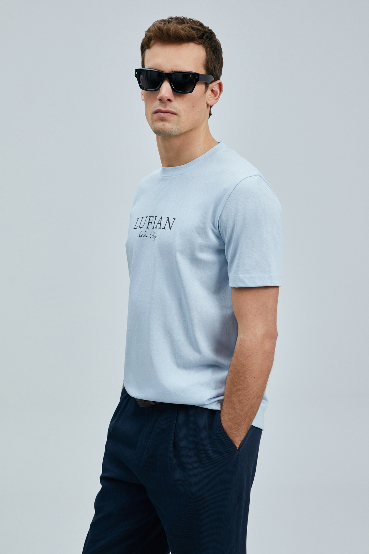 Love Modern Graphic T-Shirt Blue - LUFIAN