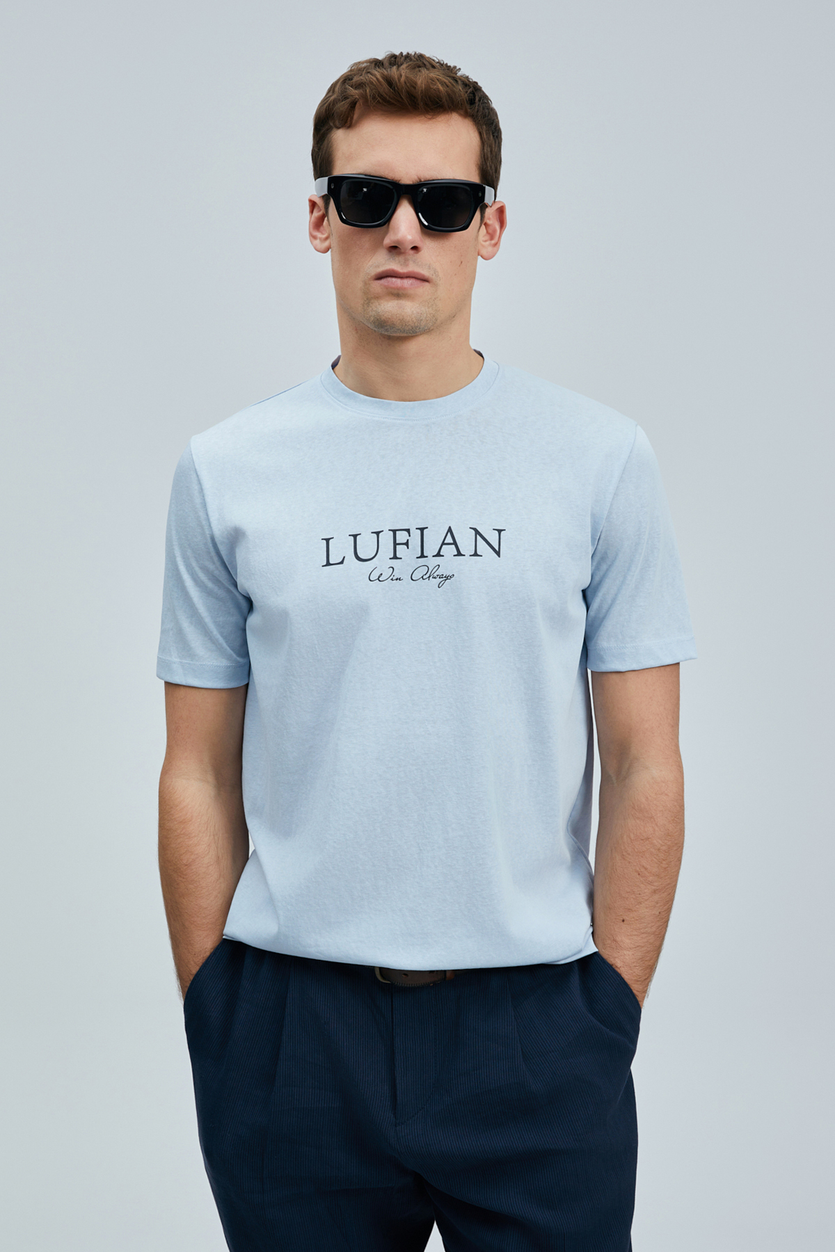 Love Modern Graphic T-Shirt Blue - LUFIAN