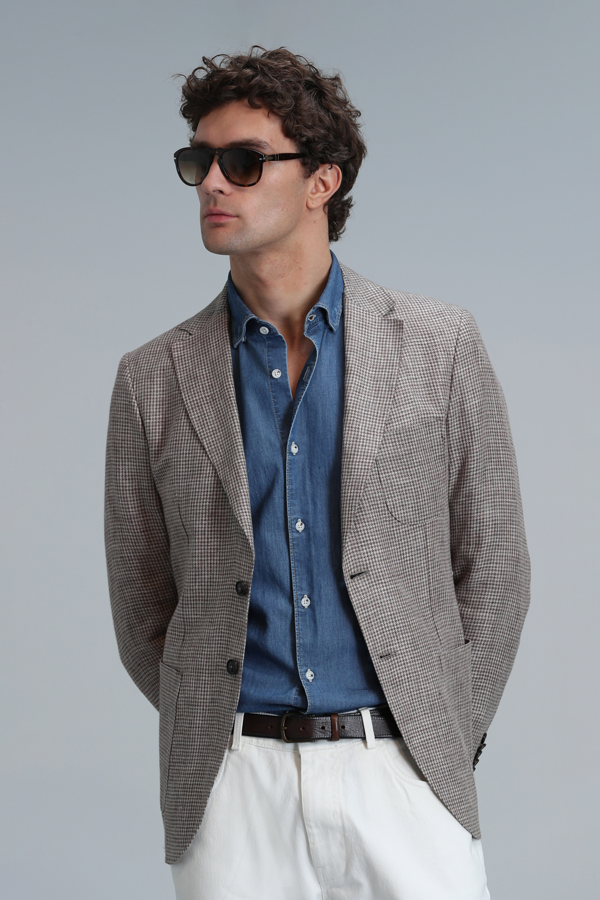 Luta Spor Erkek Blazer Ceket Slim Fit Kahverengi - LUFIAN