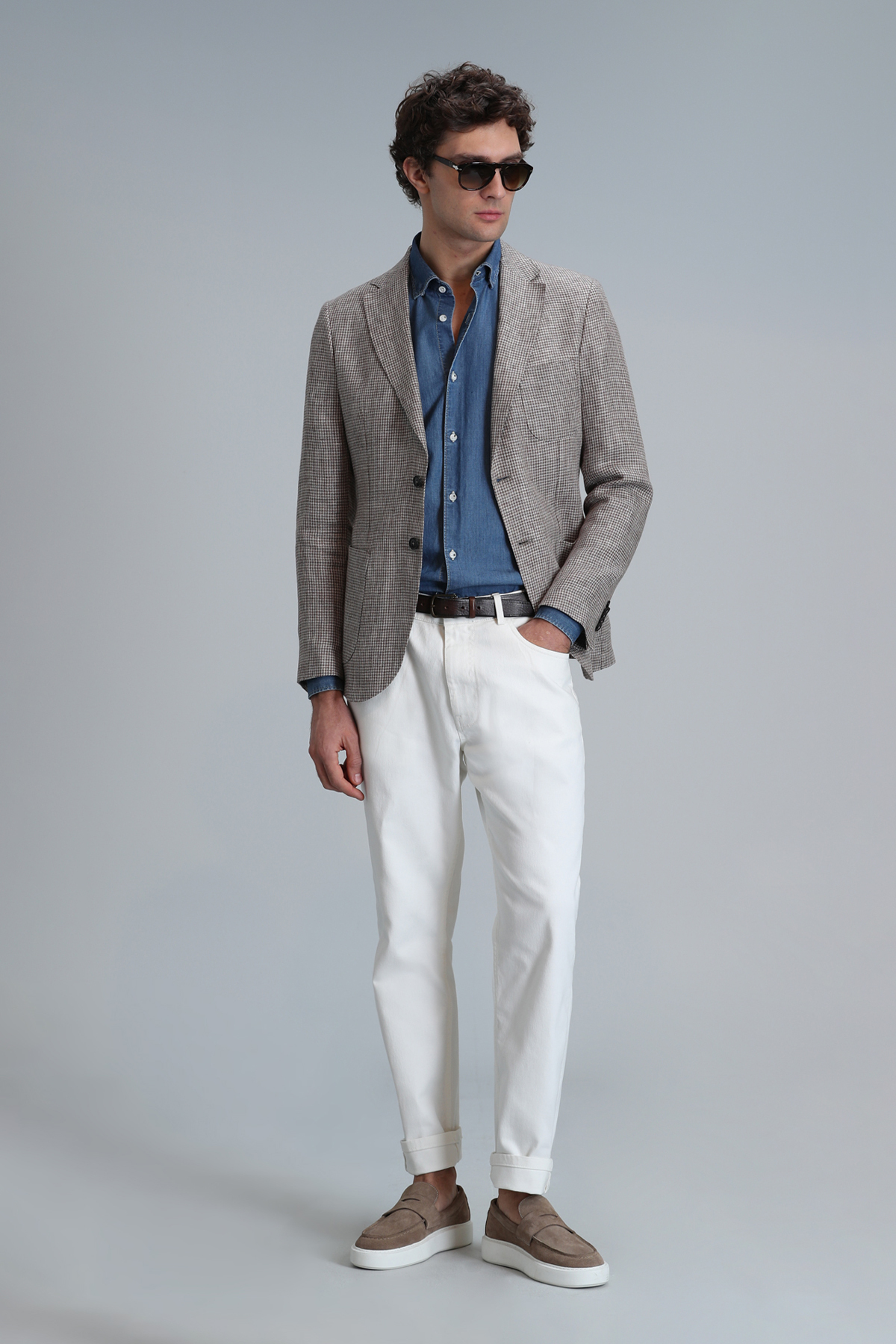 Luta Spor Erkek Blazer Ceket Slim Fit Kahverengi - LUFIAN