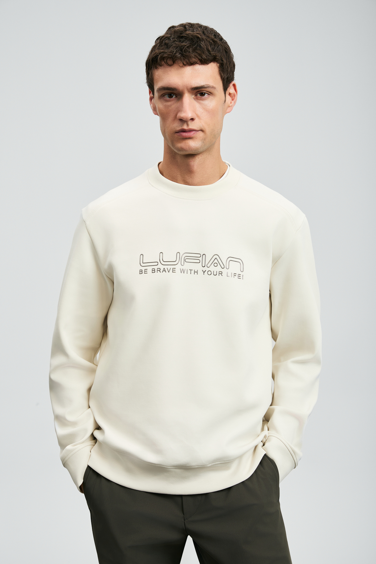 Luther Erkek Sweatshirt Ekru - Lufian
