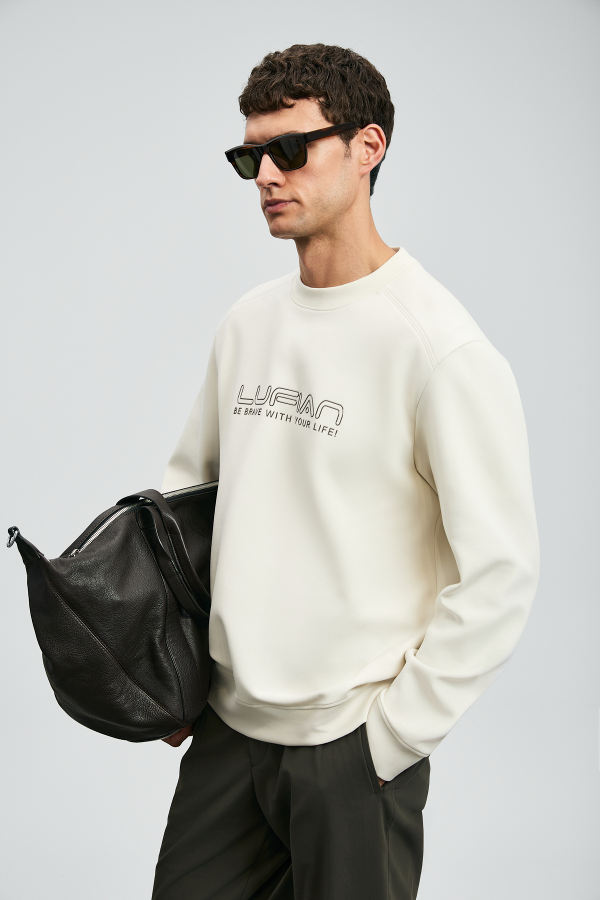 Luther Erkek Sweatshirt Ekru - LUFIAN
