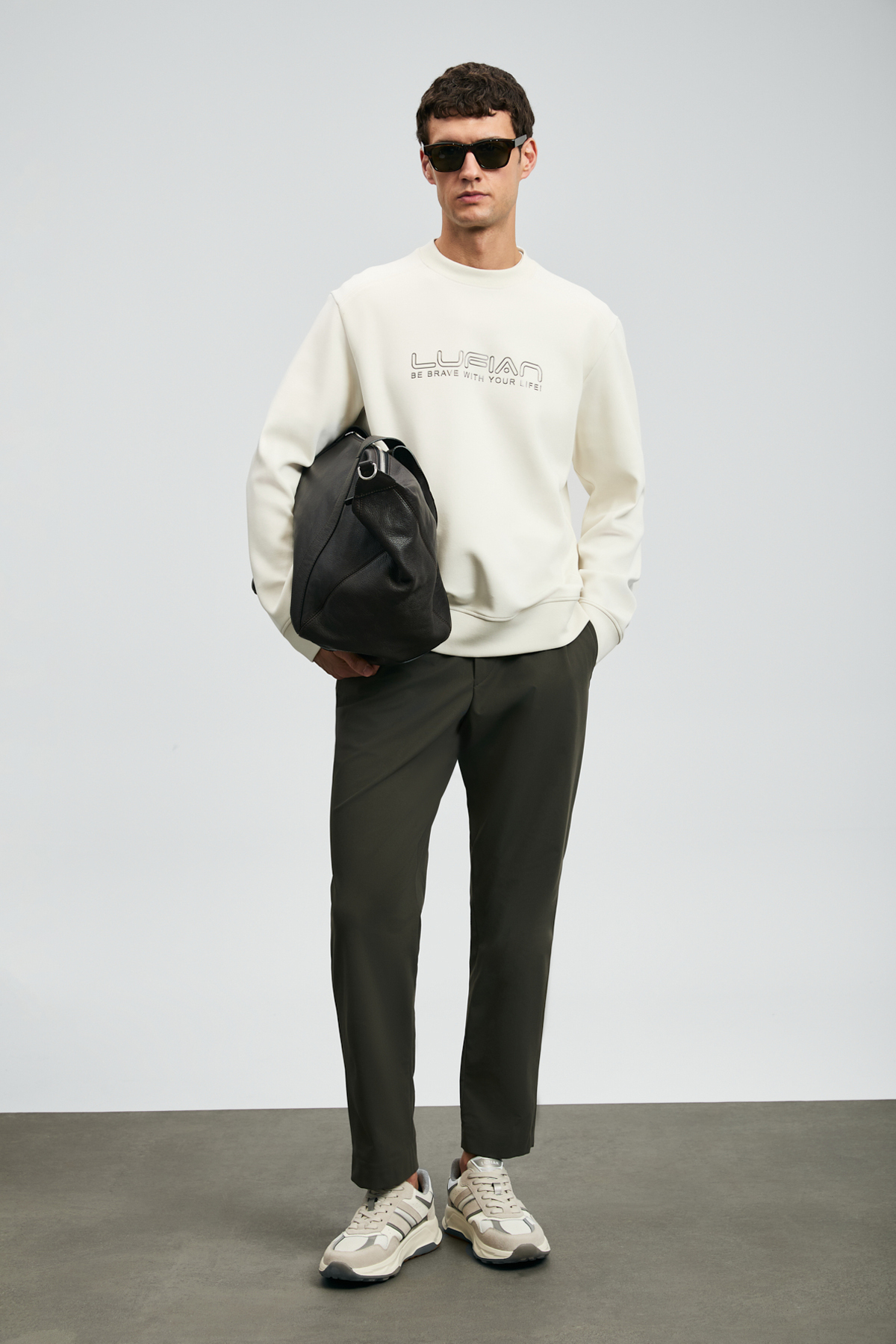 Luther Erkek Sweatshirt Ekru - LUFIAN