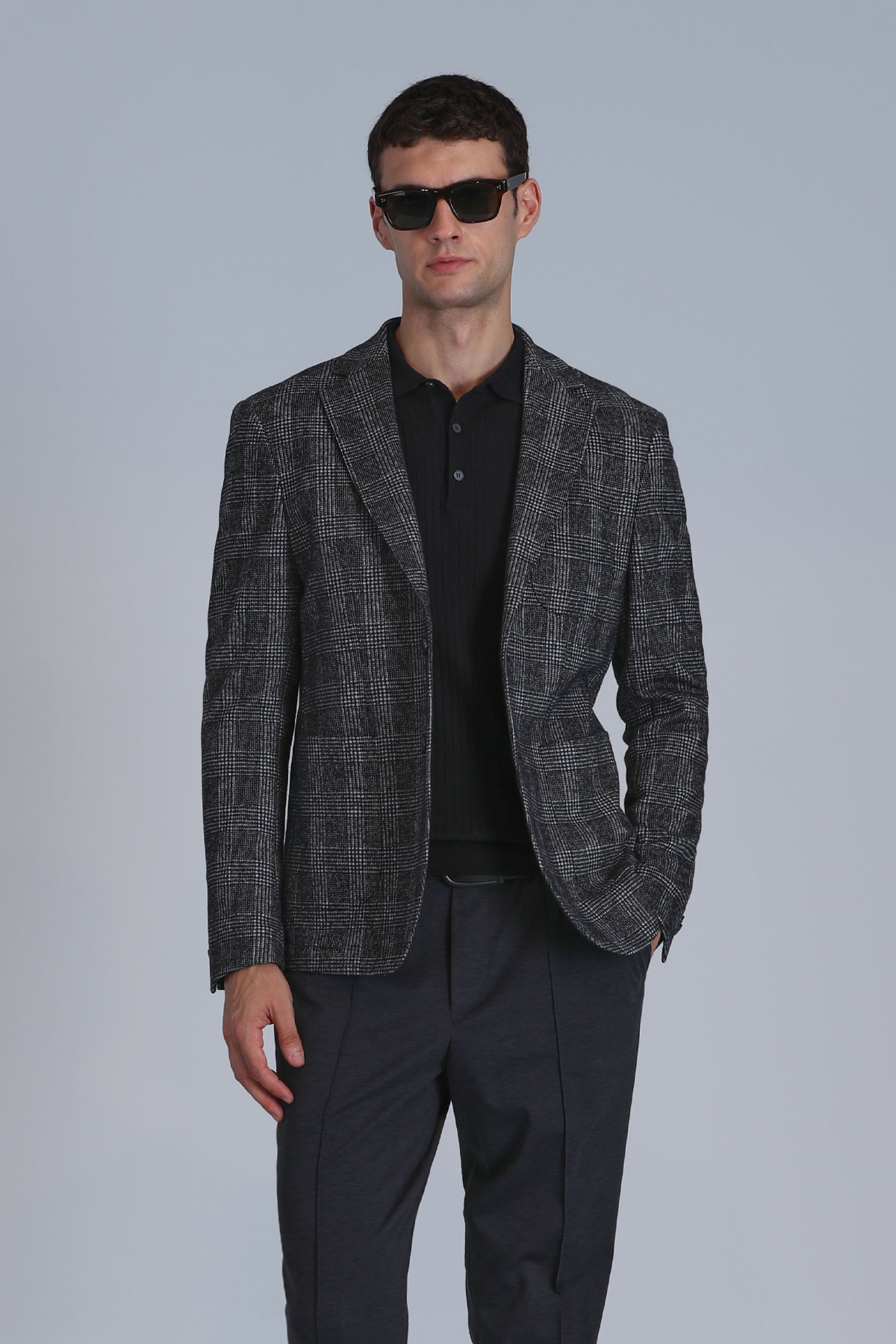 Mani Spor Erkek Blazer Ceket Slim Fit Koyu Gri - LUFIAN