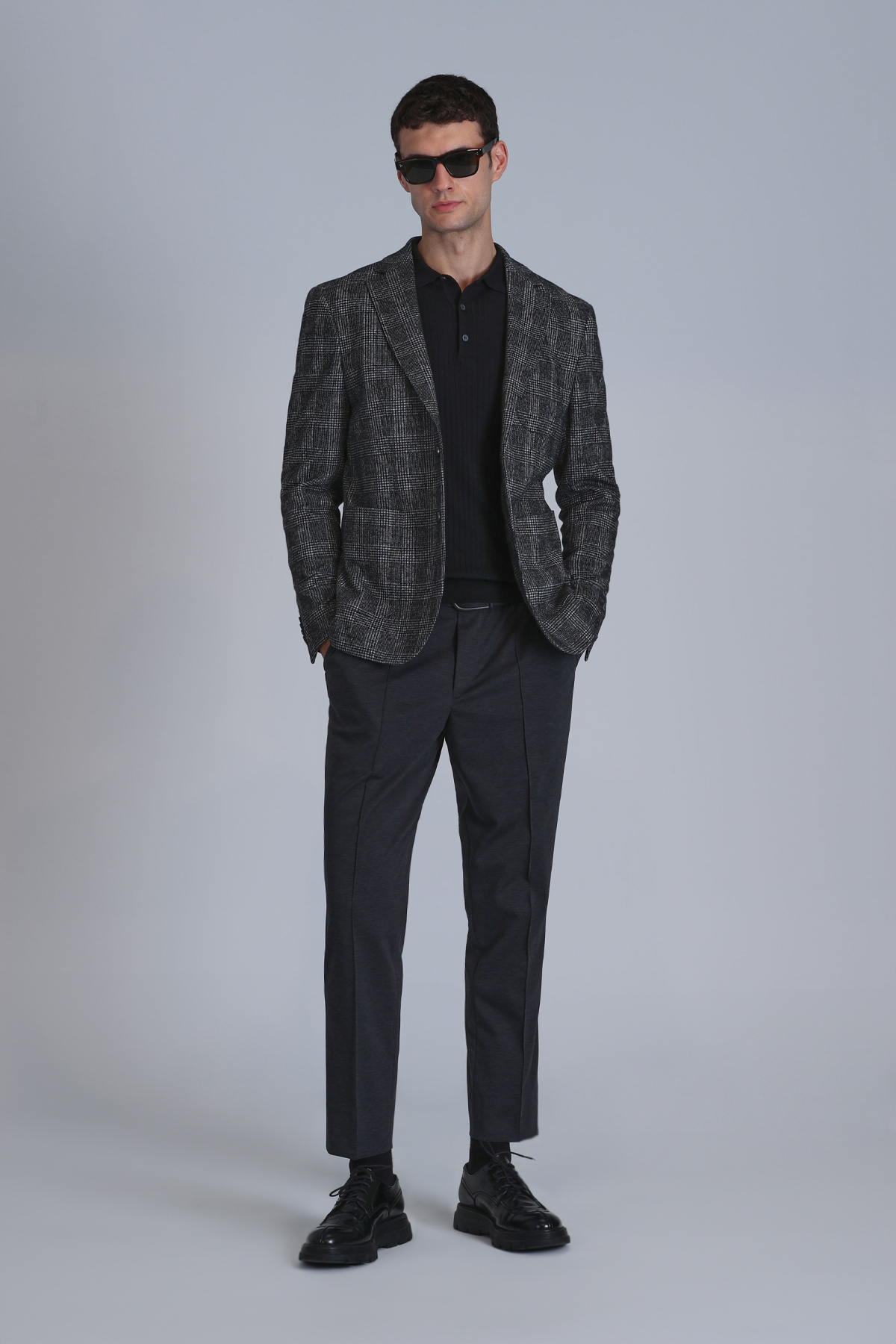 Mani Spor Erkek Blazer Ceket Slim Fit Koyu Gri - LUFIAN