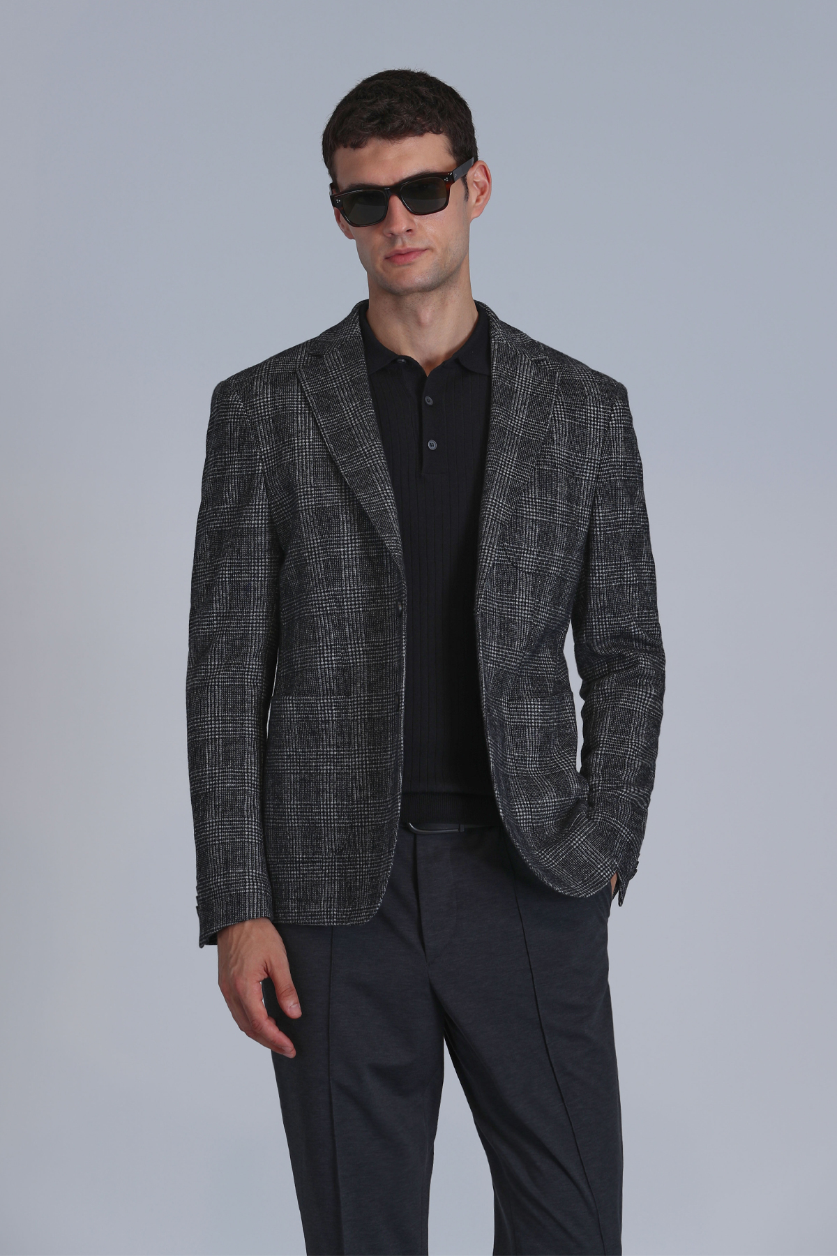 Mani Spor Erkek Blazer Ceket Slim Fit Koyu Gri - LUFIAN
