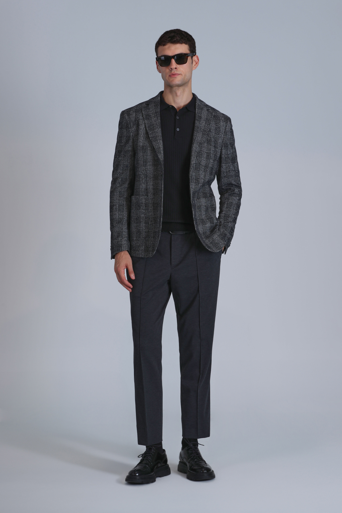 Mani Spor Erkek Blazer Ceket Slim Fit Koyu Gri - LUFIAN