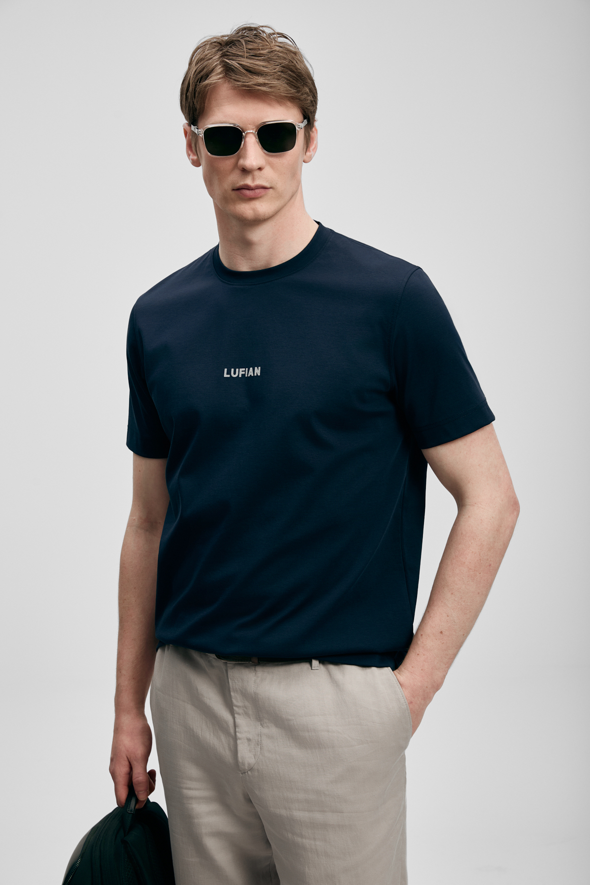 Marcus Modern Grafik Tişört Lacivert - LUFIAN