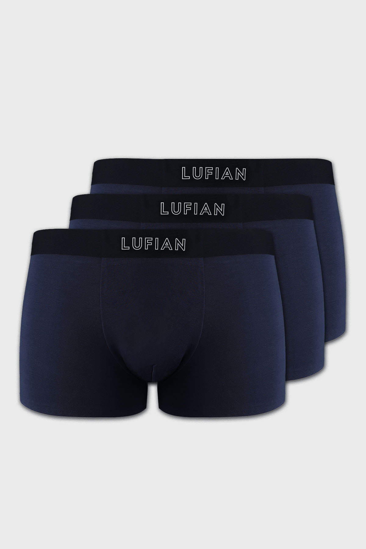 Mark 3 Adet Erkek Modal Dikişsiz Boxer Lacivert - LUFIAN