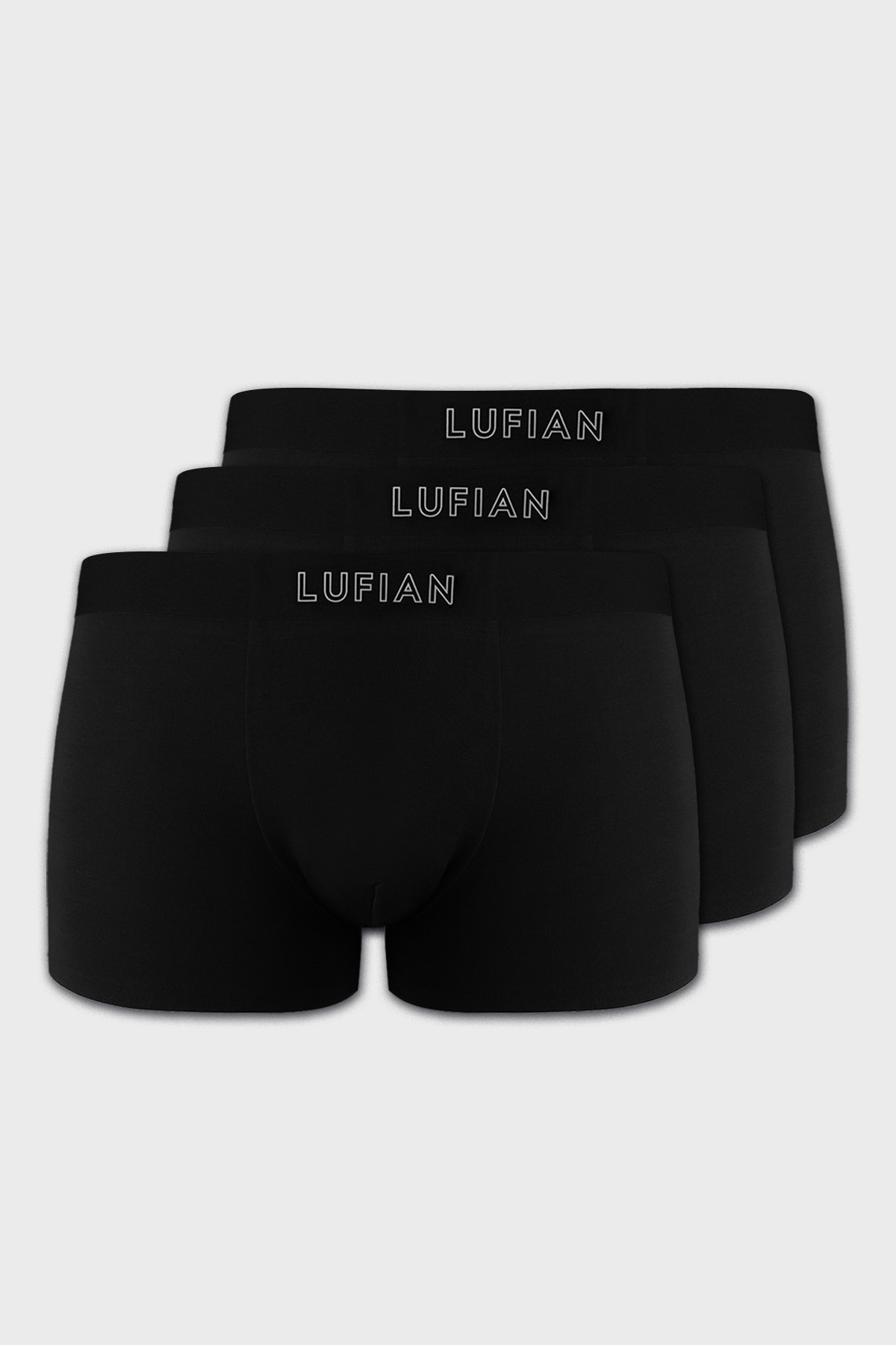 Mark 3 Adet Erkek Modal Dikişsiz Boxer Siyah - LUFIAN