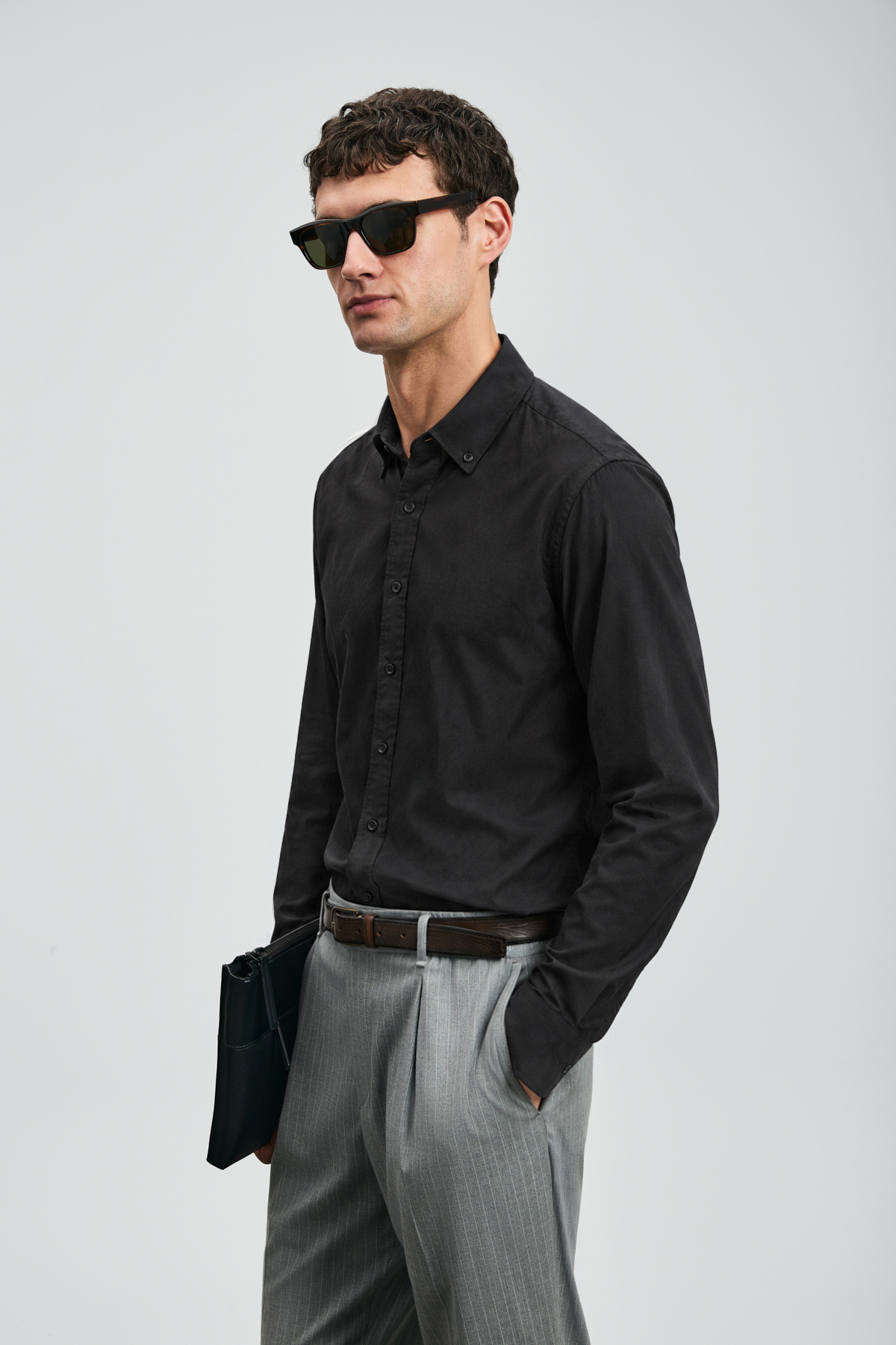 Mex Erkek Basic Gömlek Regular Fit Siyah - LUFIAN