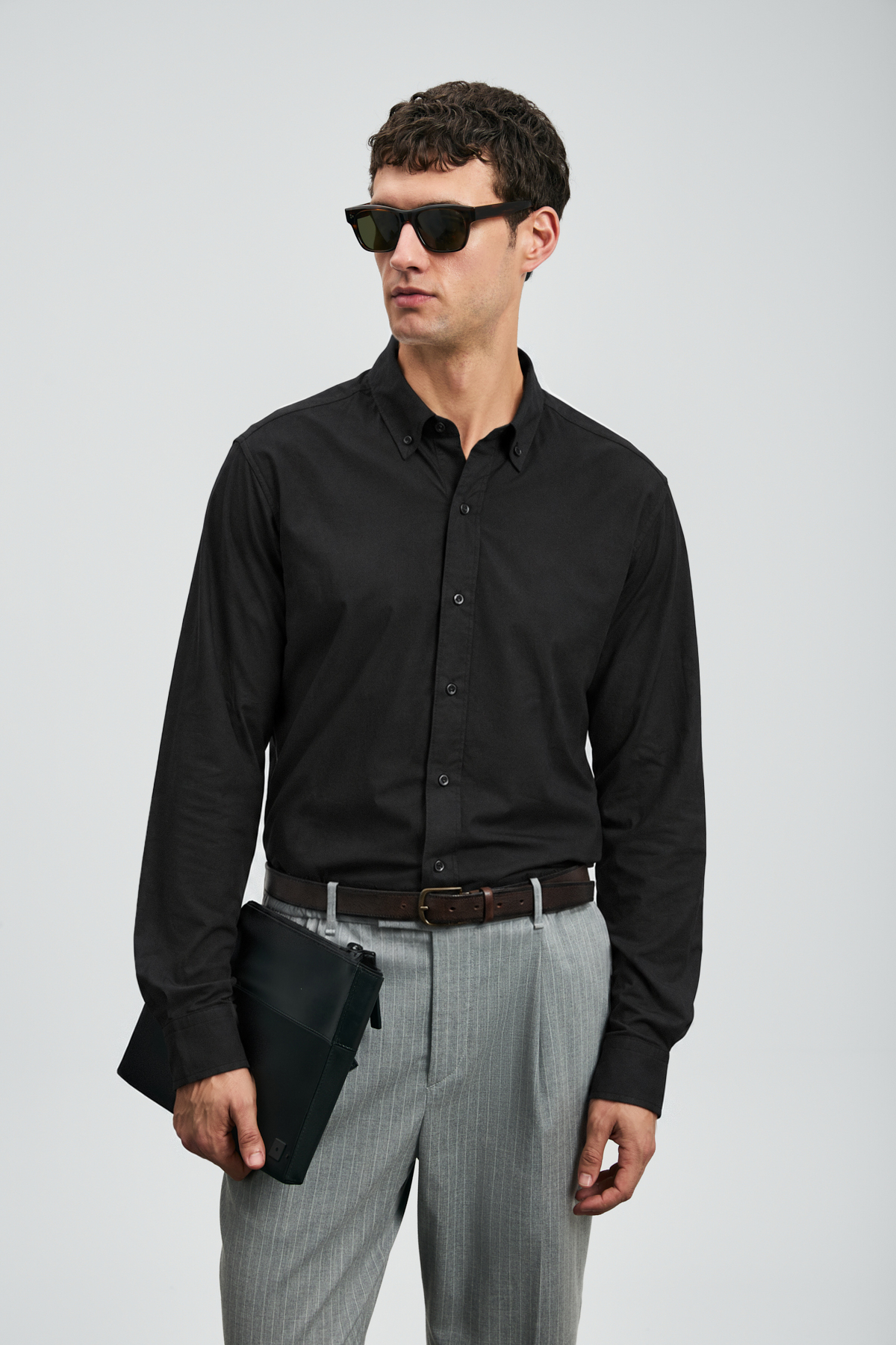 Mex Erkek Basic Gömlek Regular Fit Siyah - LUFIAN