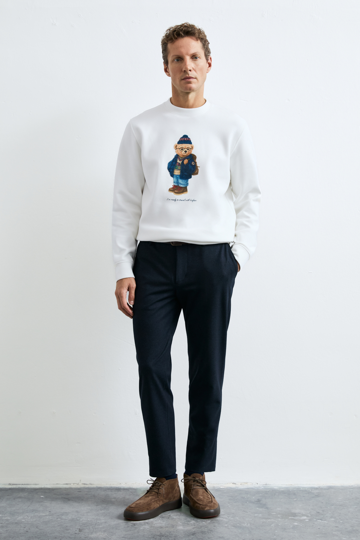 Mıles Erkek Sweatshirt Kırık Beyaz - Lufian