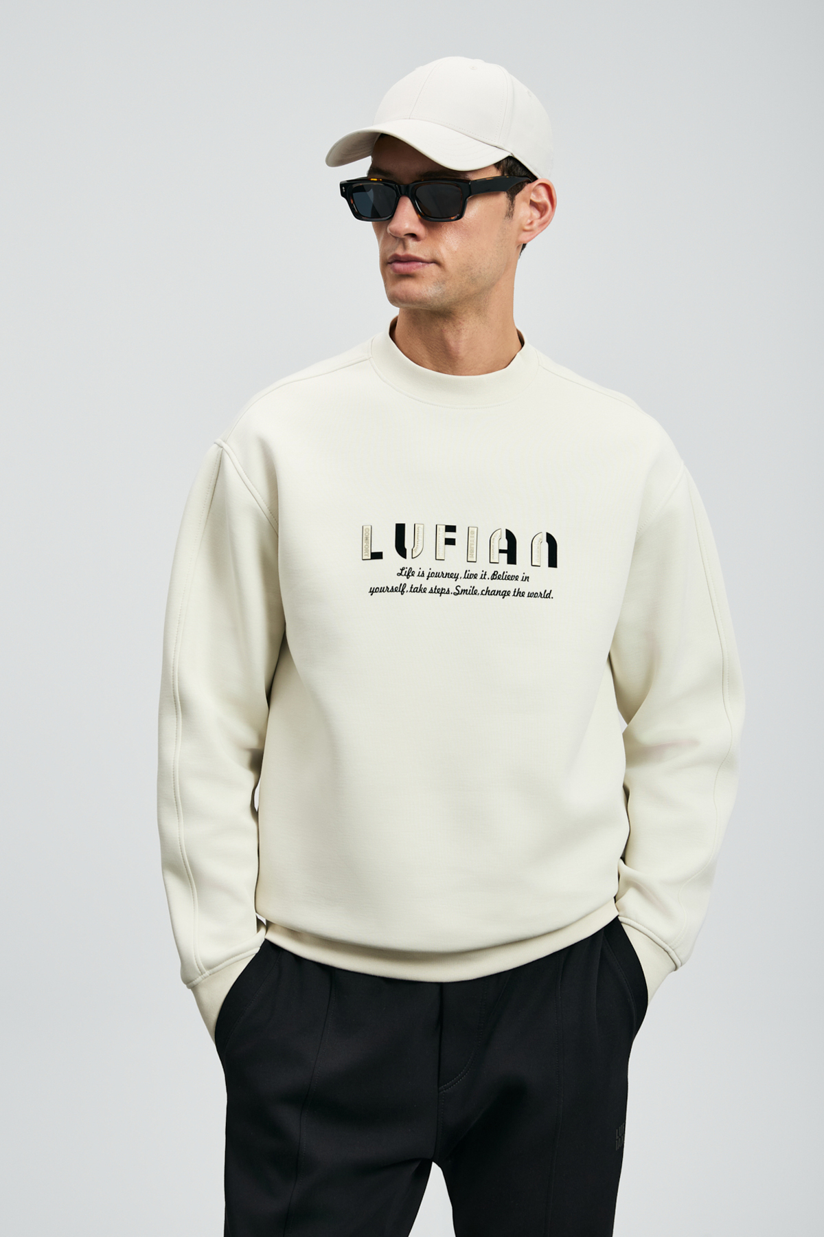 Oracle Erkek Sweatshirt Kırık Beyaz - LUFIAN