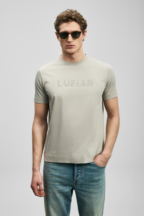 Oscar Modern Grafik Tişört Bej - LUFIAN