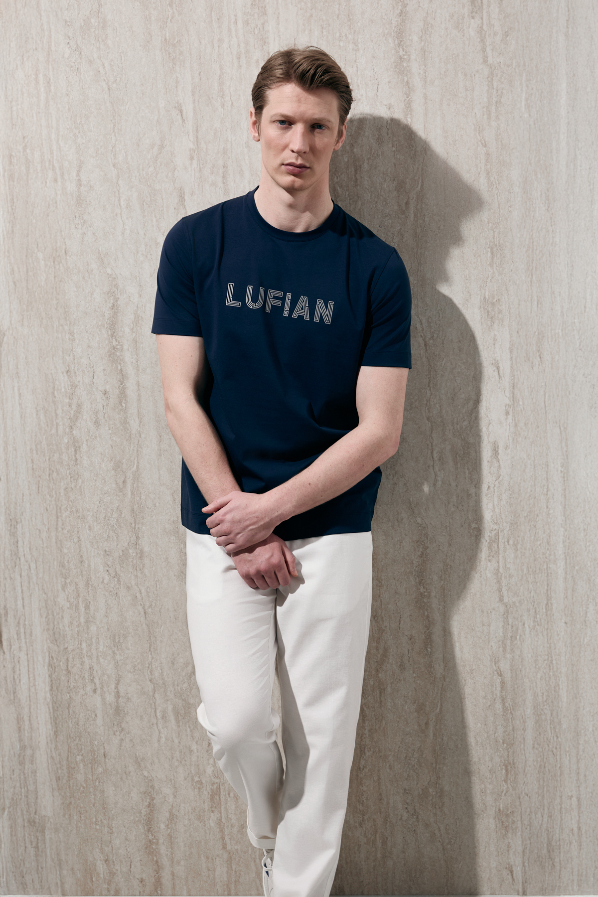 Oscar Modern Grafik Tişört Lacivert - LUFIAN