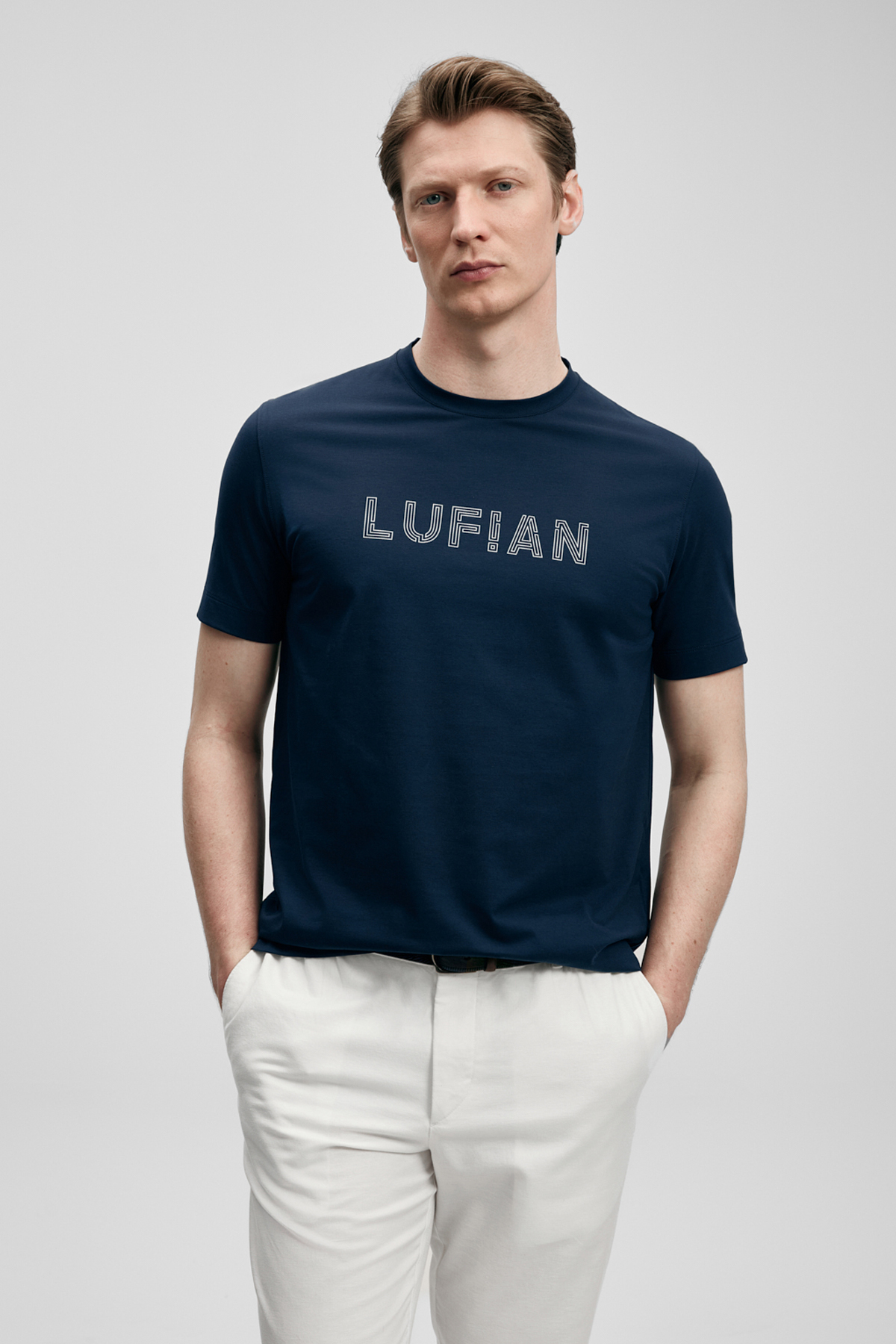 Oscar Modern Grafik Tişört Lacivert - LUFIAN