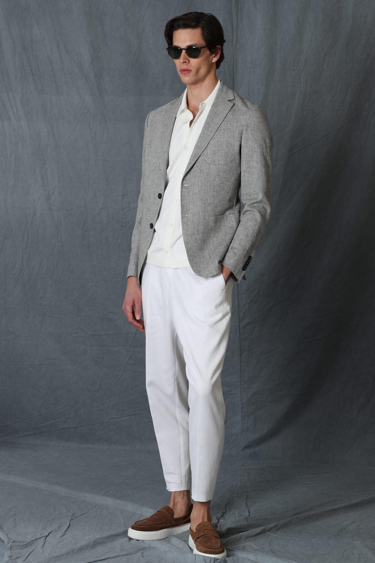 Phılıp Spor Erkek Blazer Ceket Slim Fit Gri - LUFIAN