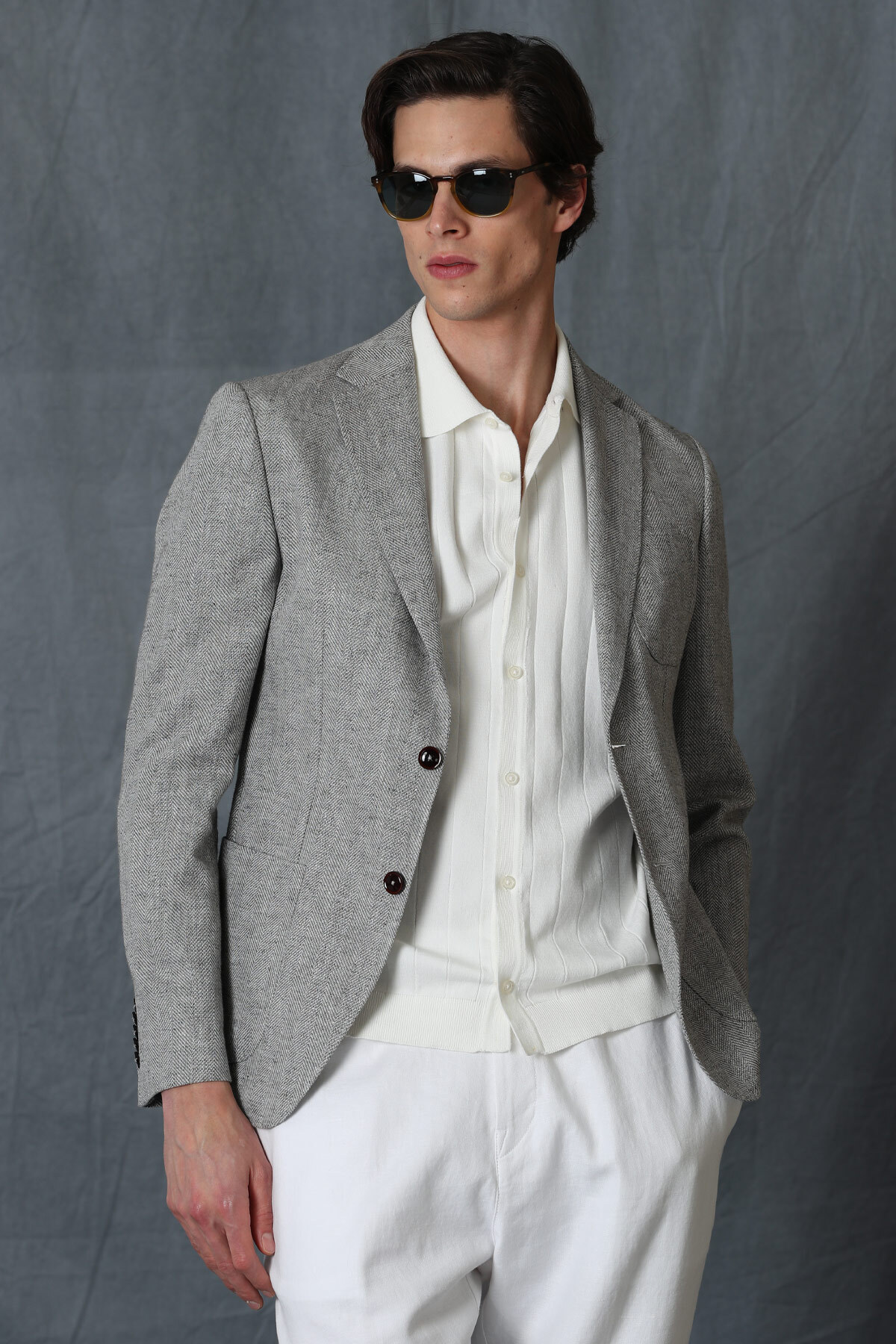 Phılıp Spor Erkek Blazer Ceket Slim Fit Gri - LUFIAN
