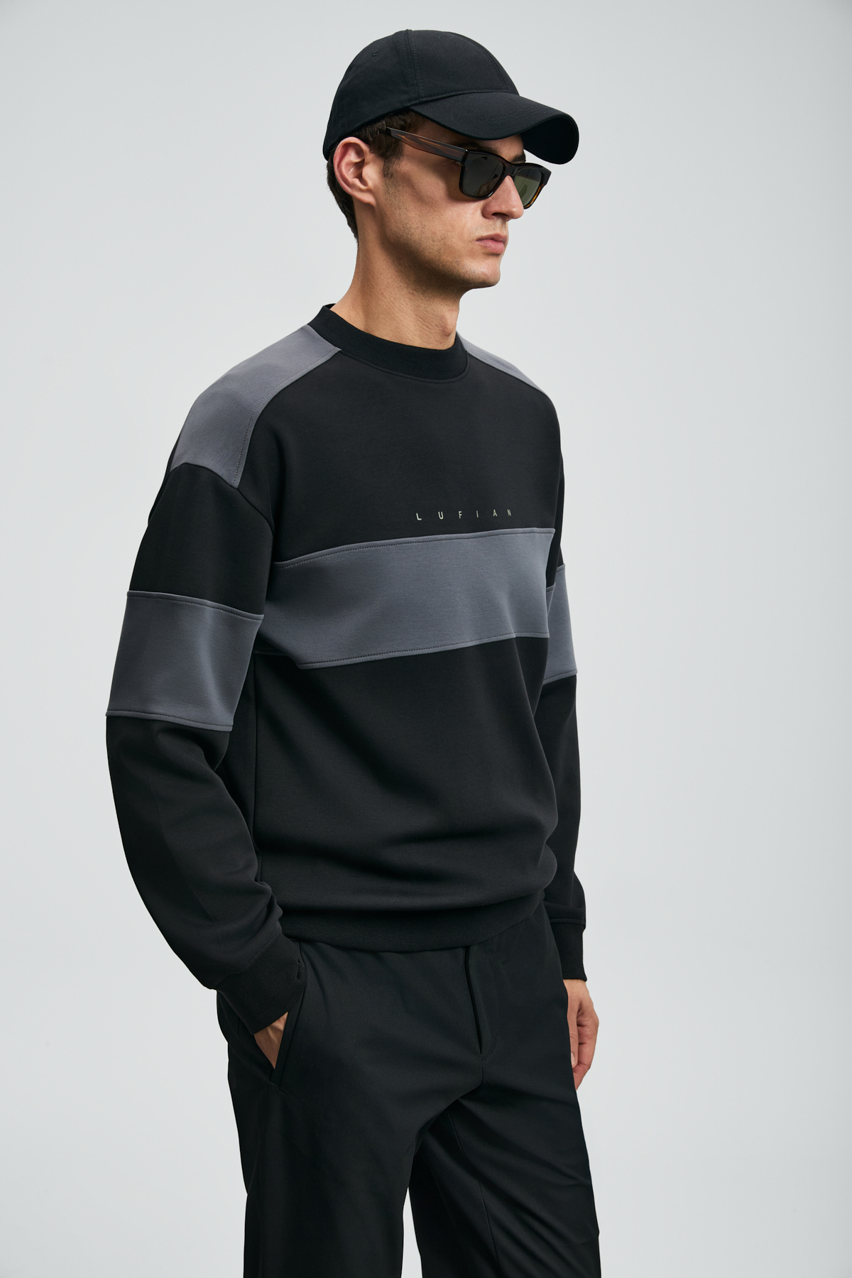 Pıeces Erkek Sweatshirt Siyah - LUFIAN