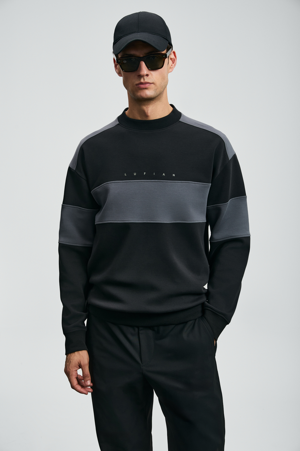 Pıeces Erkek Sweatshirt Siyah - LUFIAN