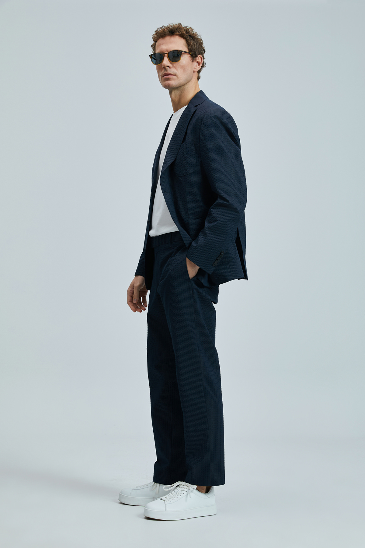 Piel Spor Erkek Blazer Ceket Slim Fit Lacivert - LUFIAN