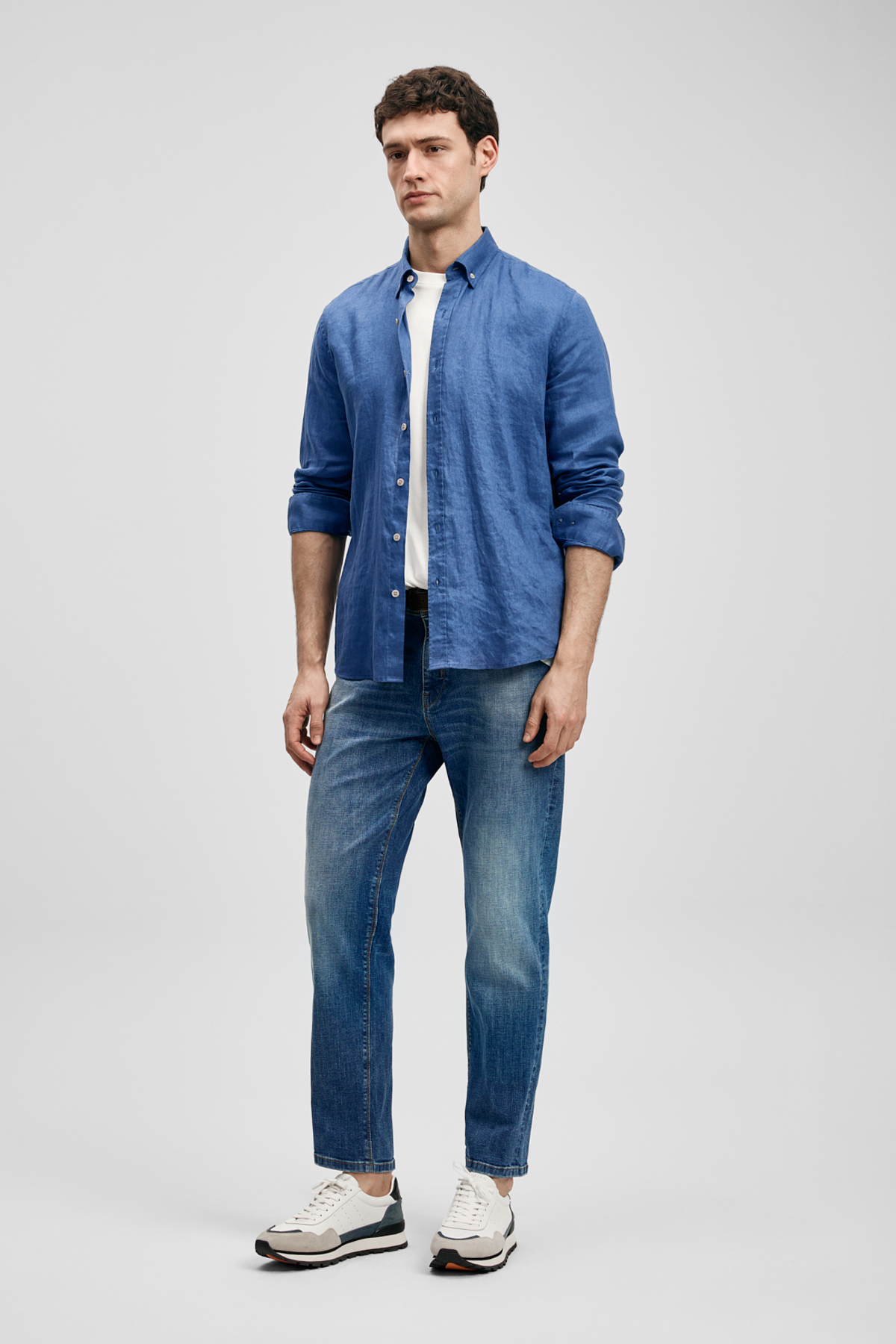 Pitaya Erkek Keten Gömlek Comfort Fit Saks - LUFIAN
