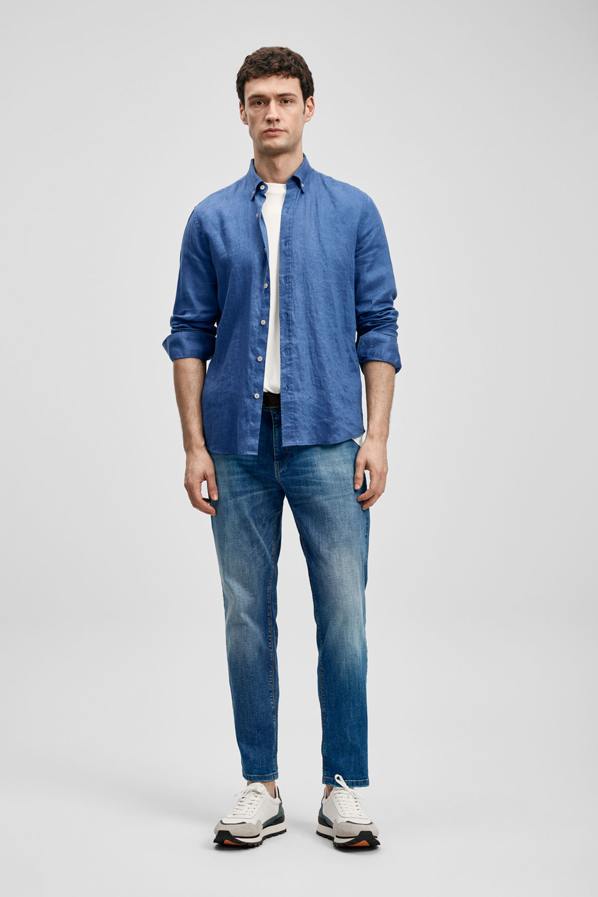 Pitaya Erkek Keten Gömlek Comfort Fit Saks - LUFIAN