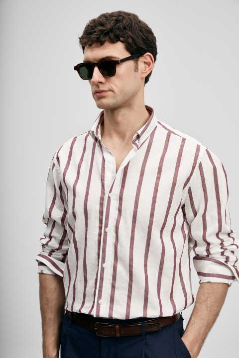 Rıng Erkek Basic Gömlek Regular Fit Bordo - LUFIAN