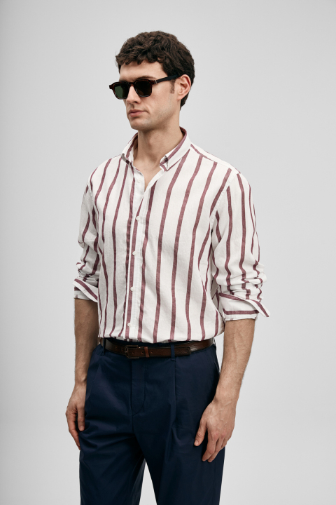 Rıng Erkek Basic Gömlek Regular Fit Bordo - LUFIAN