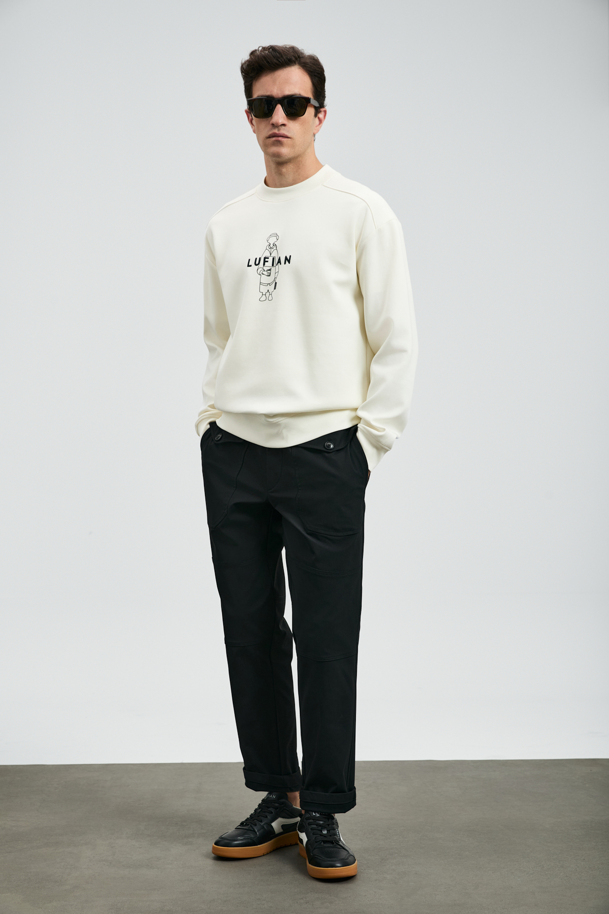 Sımba Erkek Sweatshirt Kırık Beyaz - Lufian
